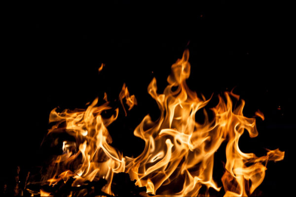 fire and flame on a black background